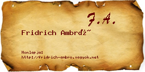 Fridrich Ambró névjegykártya